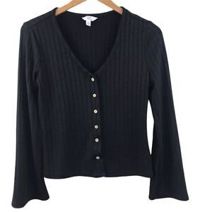 Time and Tru black ribbed long sleeve crop top size S (4-6)